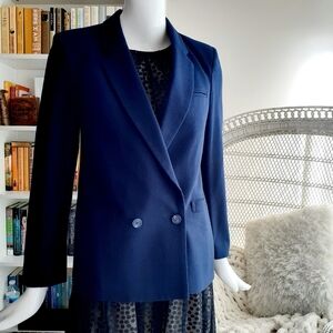 Ilse Jacobsen Navy Blue Double-Breasted Blazer